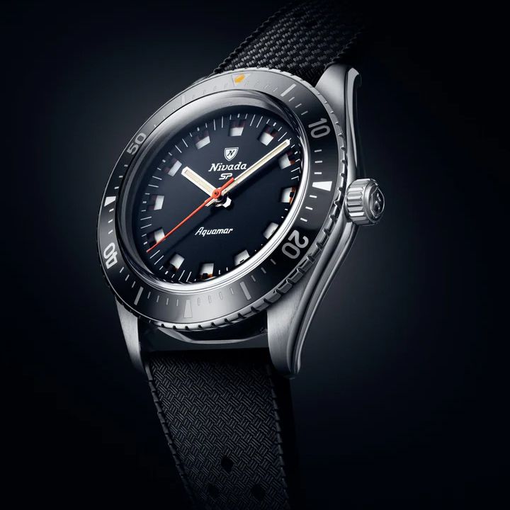 Nivada Grenchen 32068A01 Aquamar Black On Rubber Strap