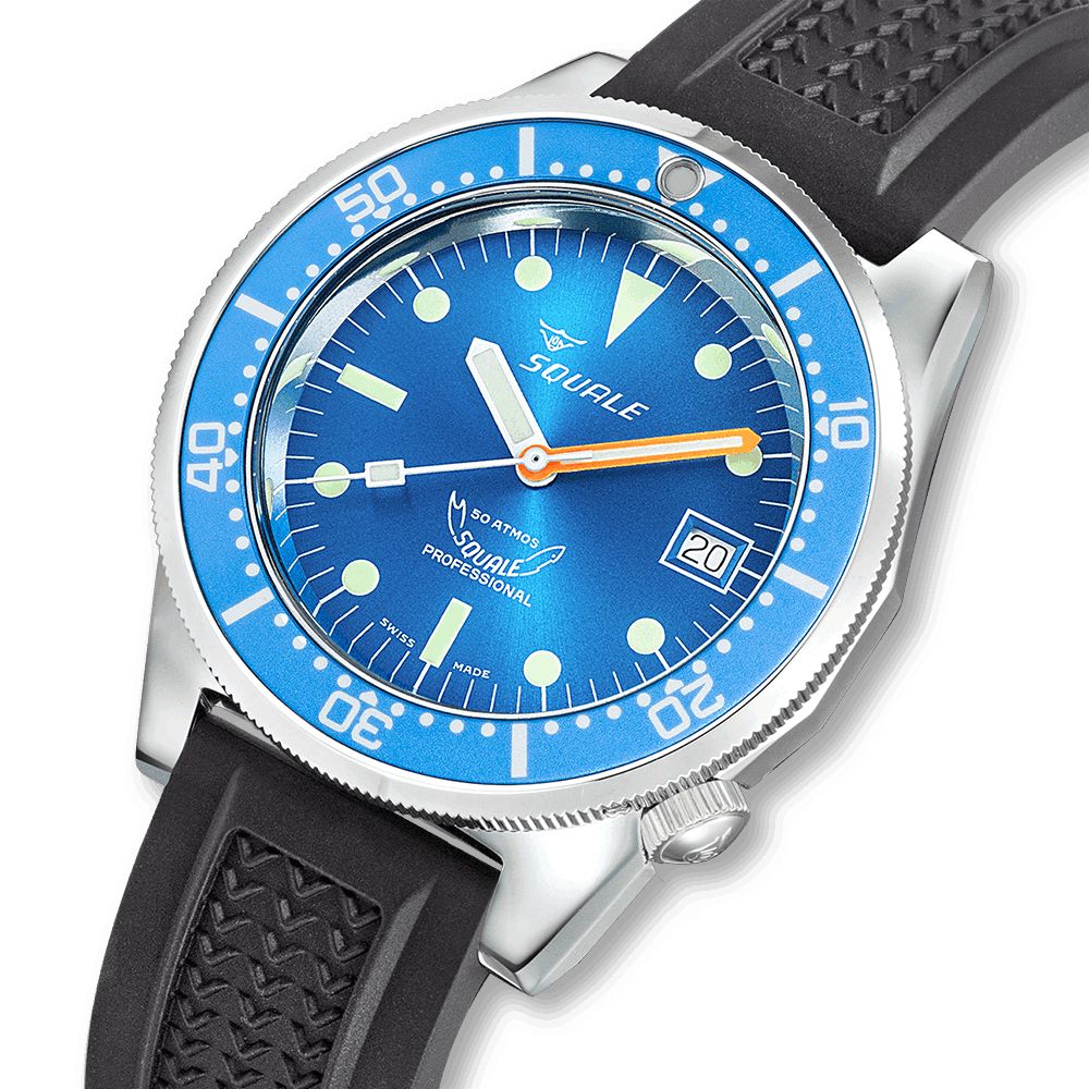 Squale 1521 Classic Steel Blue on Strap 1521OCN.VO