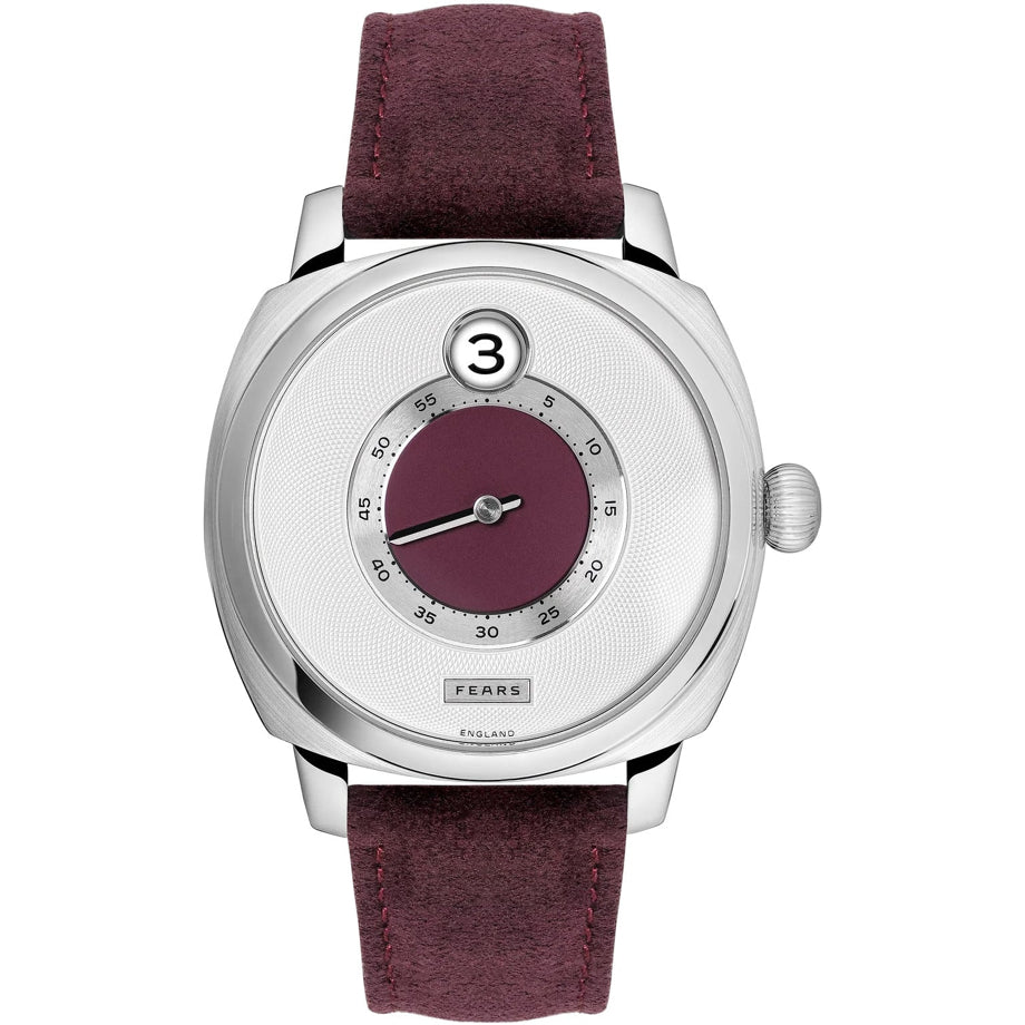Fears BS240.500A.011.022 Brunswick 40.5 Jump Hour 'Barleycorn Plum' On Strap