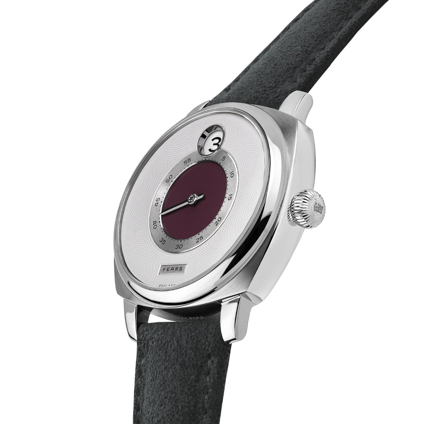 Fears BS240.500A.011.022 Brunswick 40.5 Jump Hour 'Barleycorn Plum' On Strap