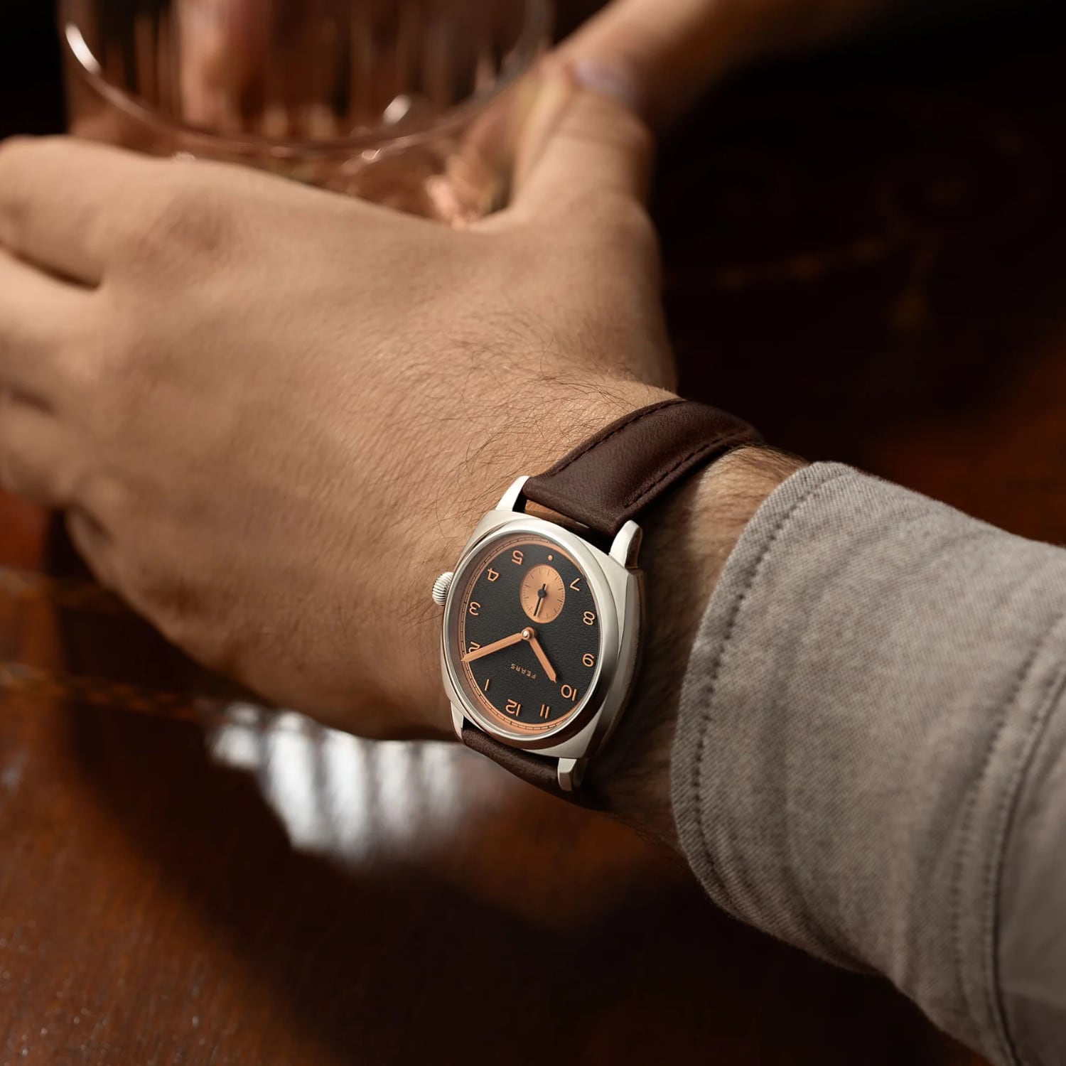 Fears BS23800B.004.019 Brunswick 38 'Charcoal Rose' On Strap