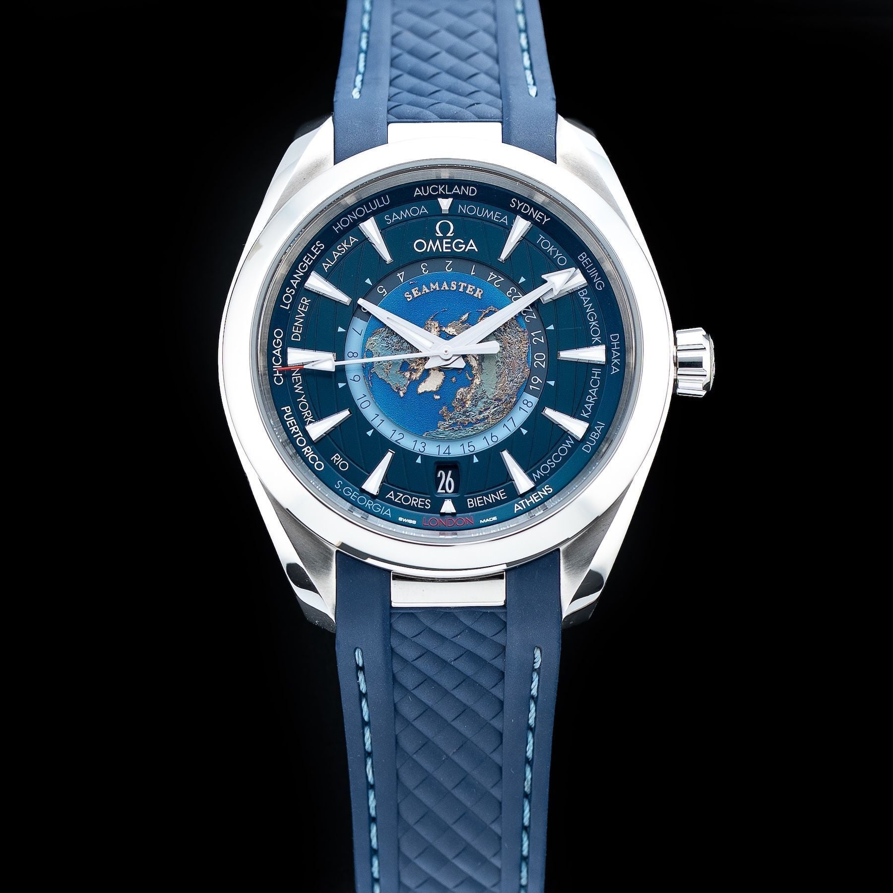 Omega 220.12.43.22.03.001 Seamaster Aqua Terra 150m GMT World Timer 43mm