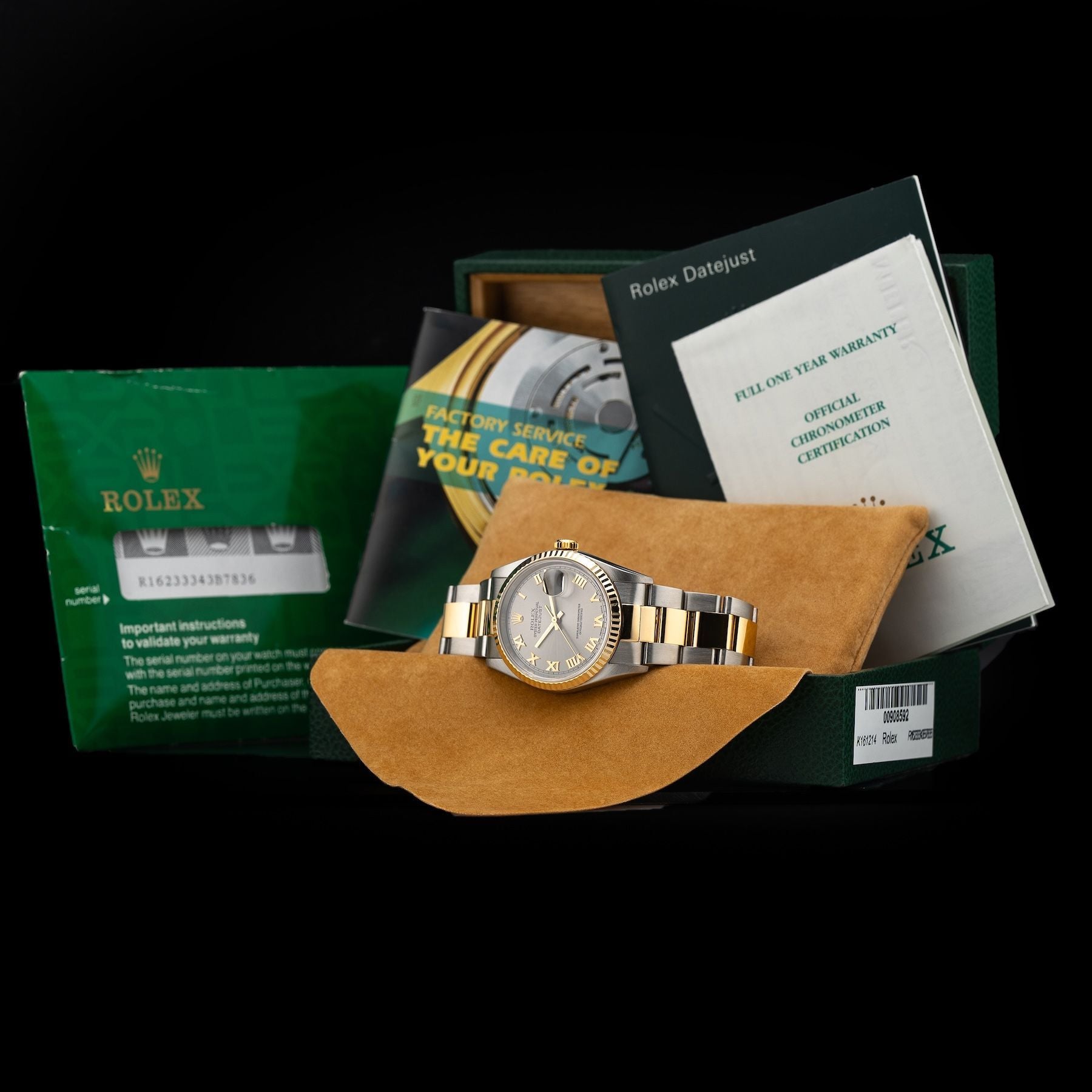 Rolex R16233 Datejust Stainless Steel & 18K Gold Slate Dial Roman