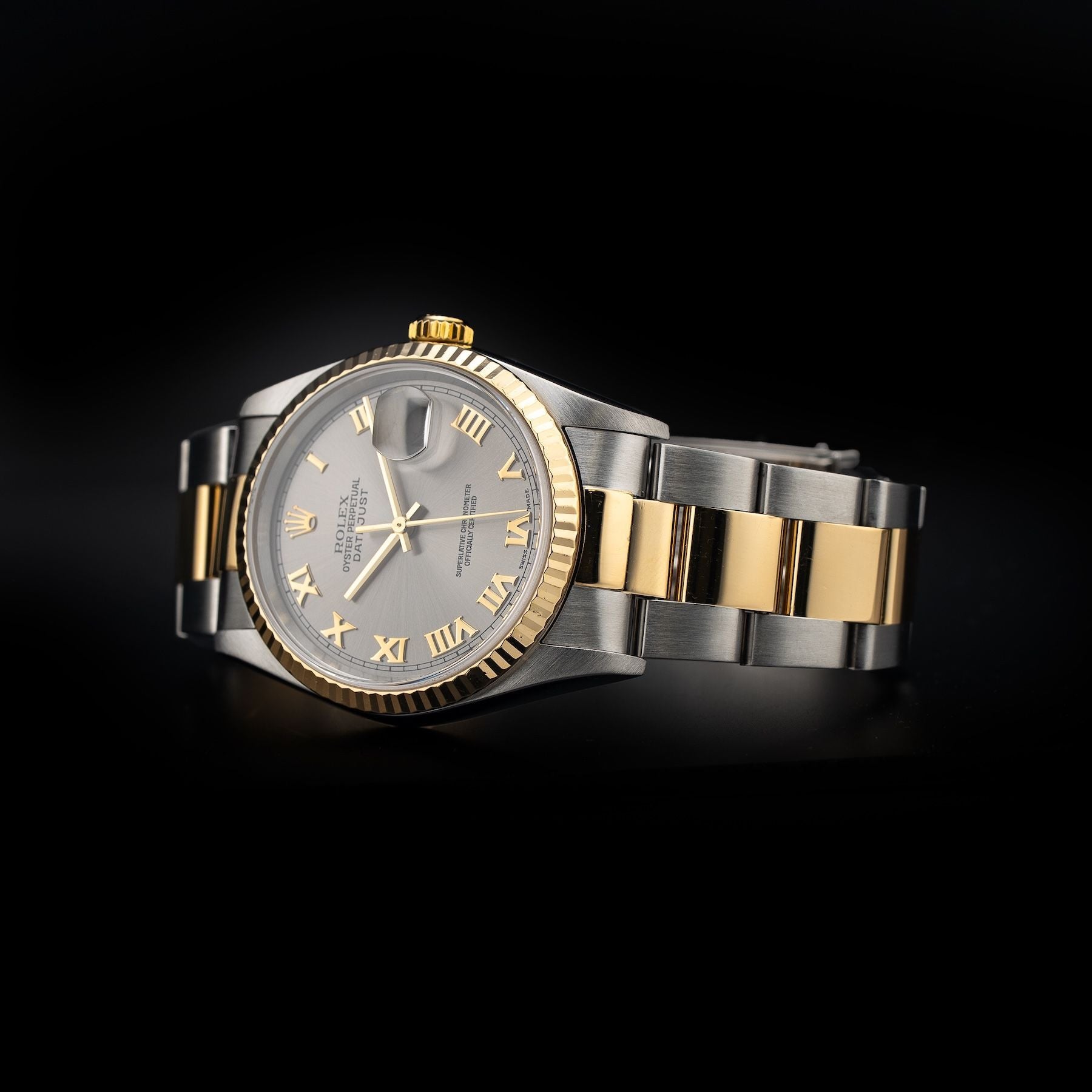 Rolex R16233 Datejust Stainless Steel & 18K Gold Slate Dial Roman