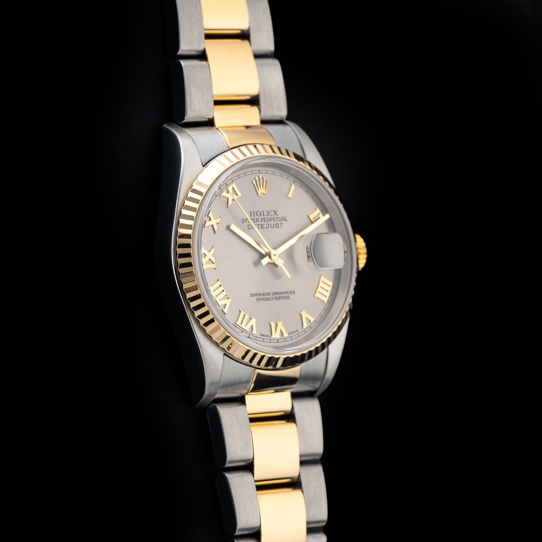 Rolex R16233 Datejust Stainless Steel & 18K Gold Slate Dial Roman