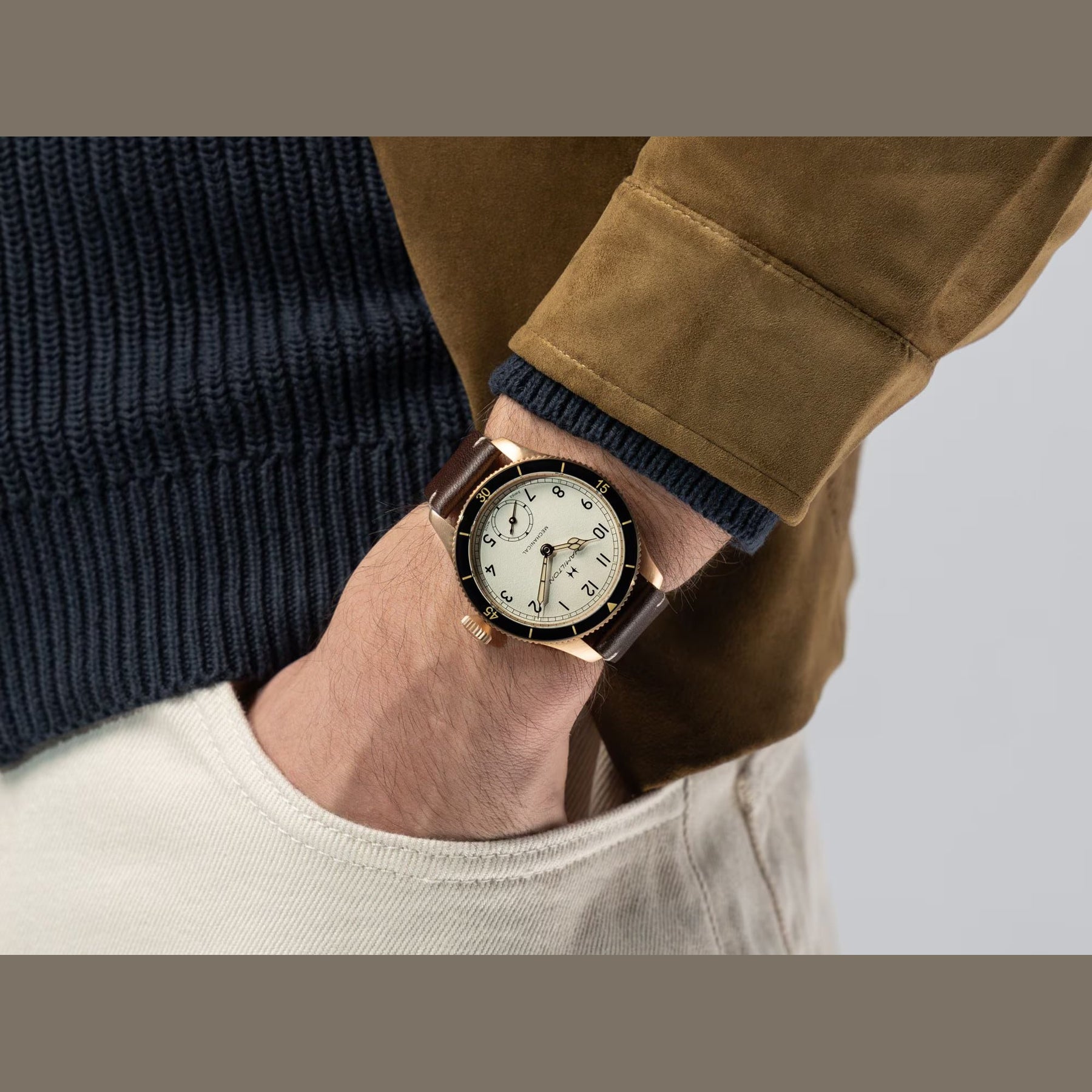 Hamitlon H76709510 Khaki Aviation Pilot Pioneer Mechanical 43mm