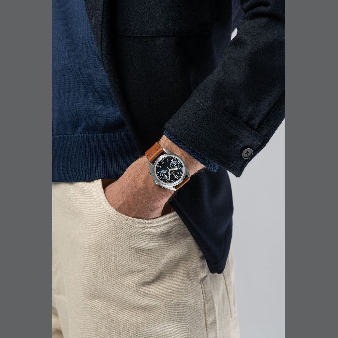 Hamilton H76409540 Khaki Aviation Pilot Pioneer Mechanical Chrono
