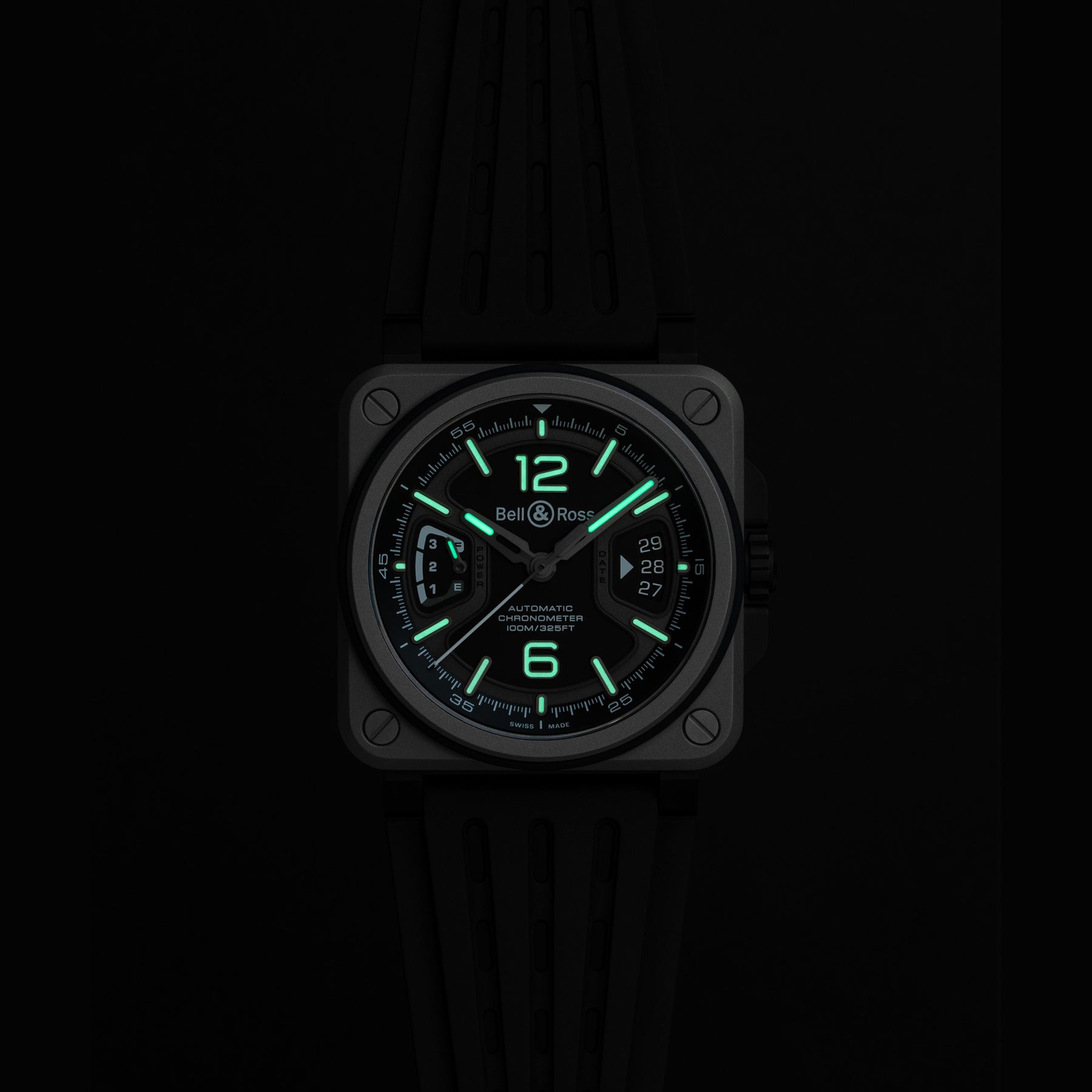Bell & Ross BRX3R-BL-TI/SRB Black Titanium On Rubber Strap