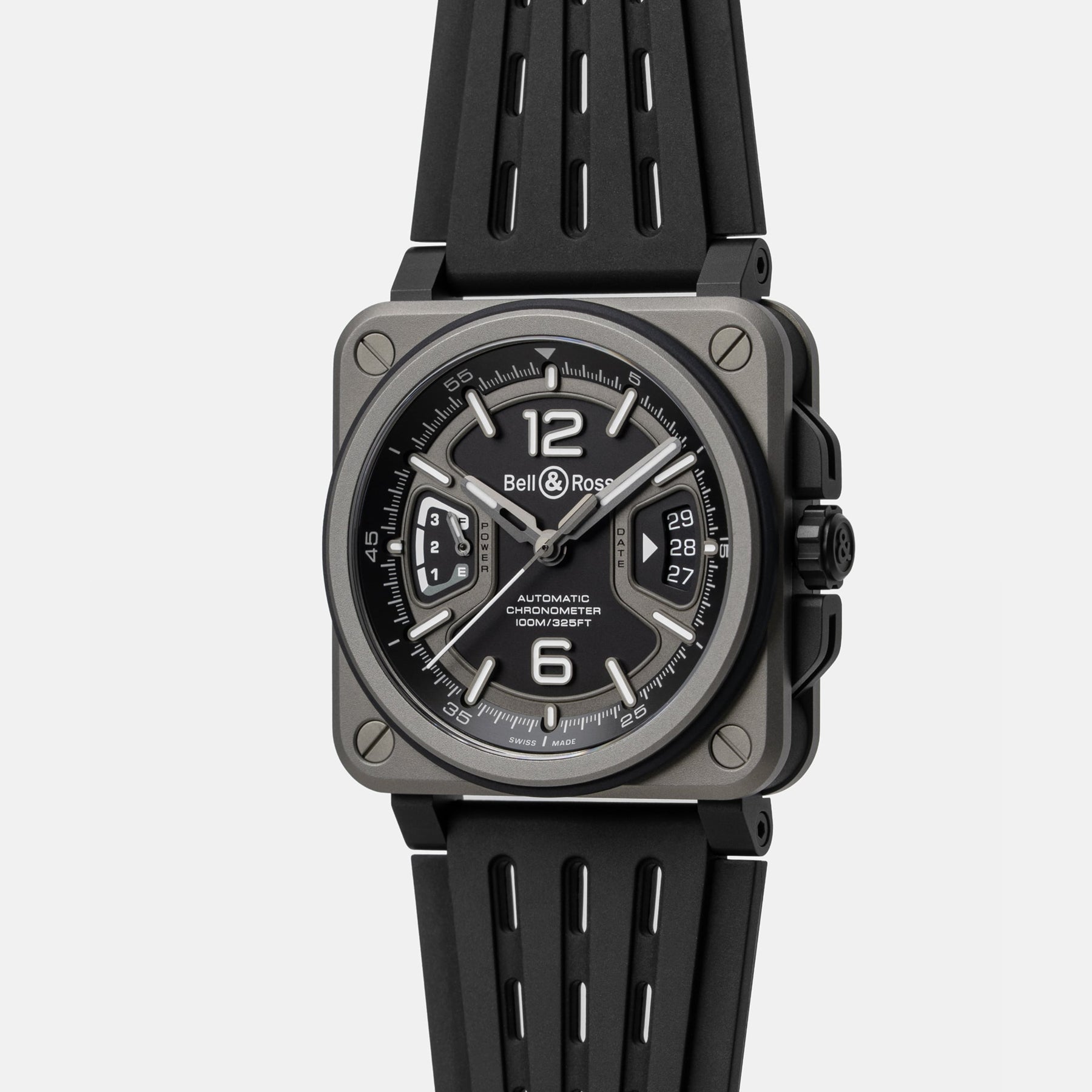 Bell & Ross BRX3R-BL-TI/SRB Black Titanium On Rubber Strap