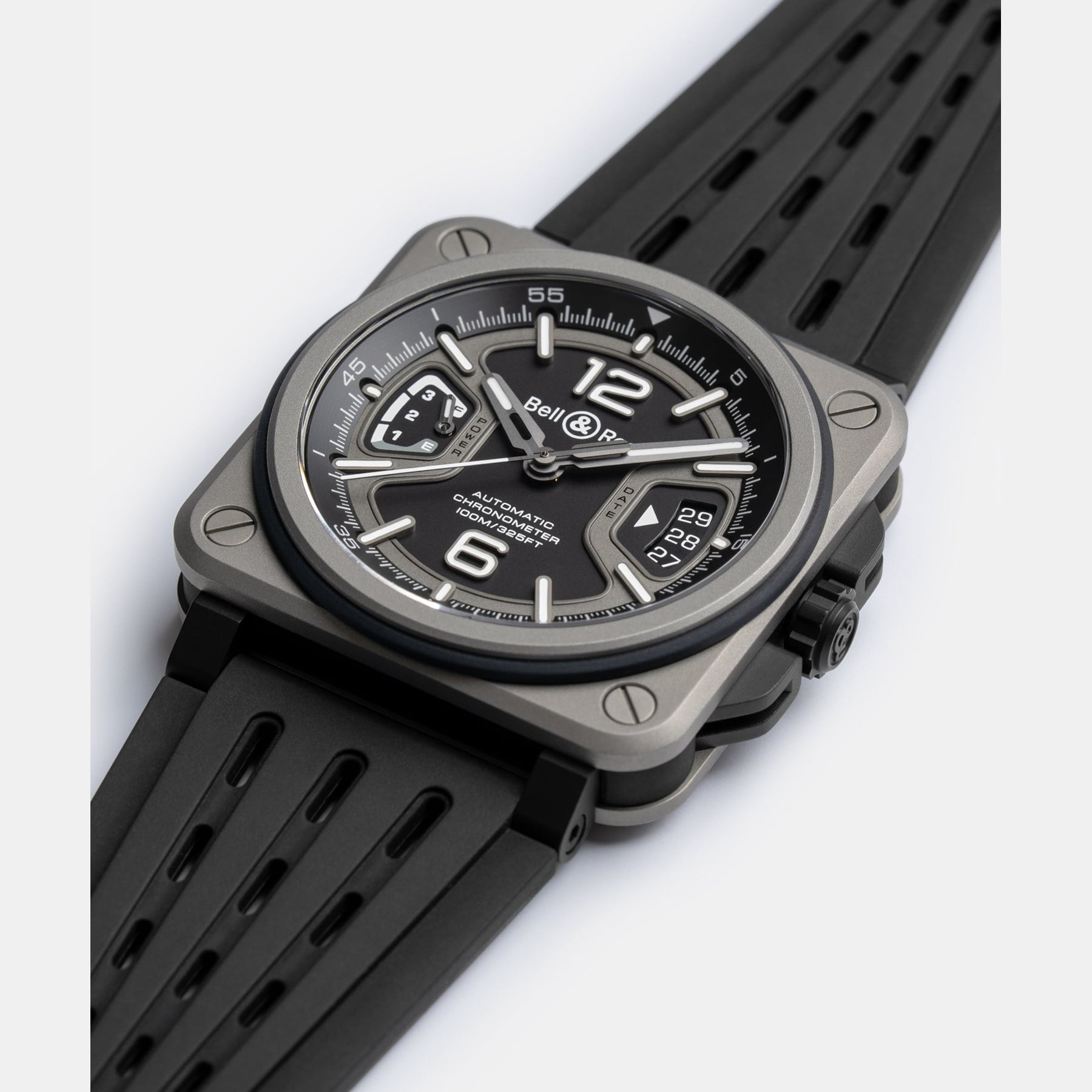 Bell & Ross BRX3R-BL-TI/SRB Black Titanium On Rubber Strap