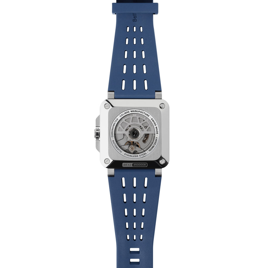 Bell & Ross BRX3R-BLU-ST/SRB Blue Steel On Rubber Strap