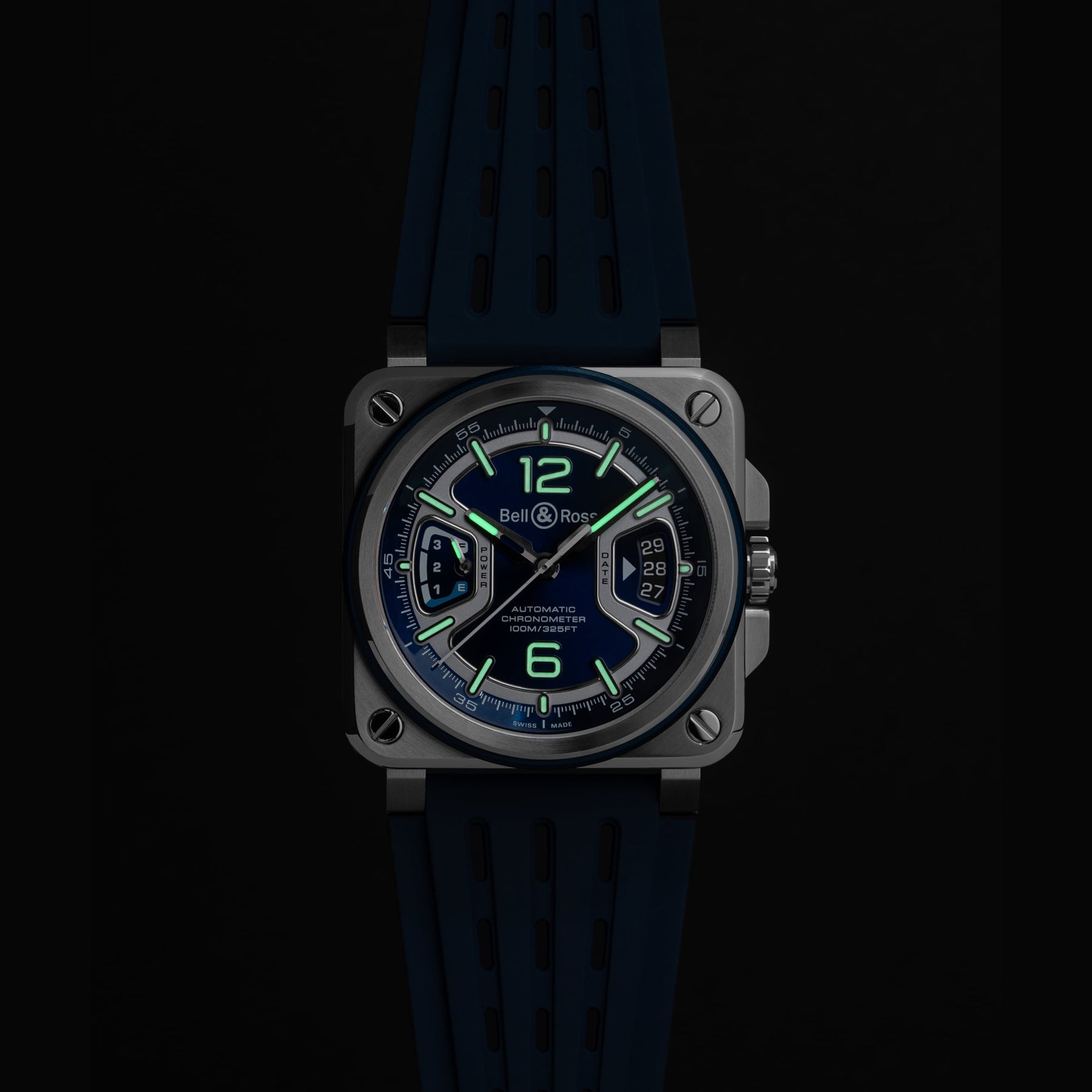 Bell & Ross BRX3R-BLU-ST/SRB Blue Steel On Rubber Strap
