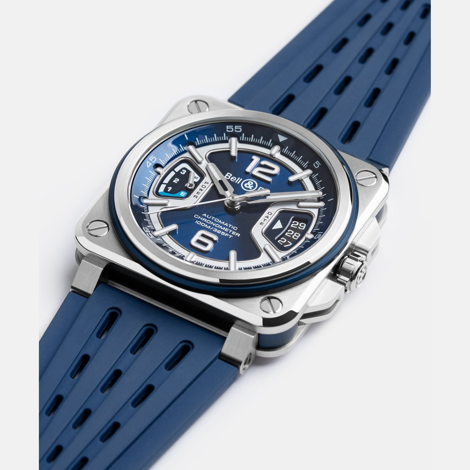 Bell & Ross BRX3R-BLU-ST/SRB Blue Steel On Rubber Strap