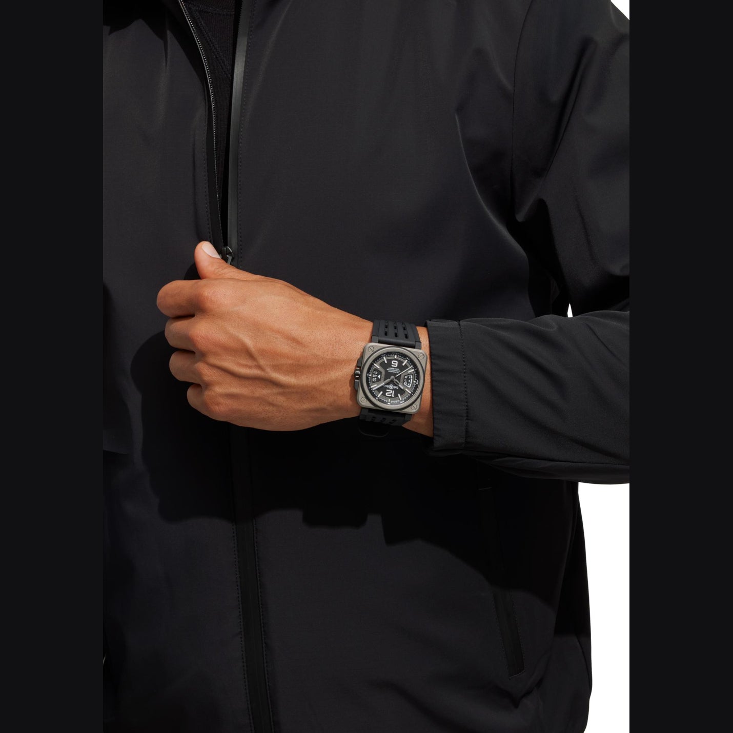 Bell & Ross BRX3R-BL-TI/SRB Black Titanium On Rubber Strap
