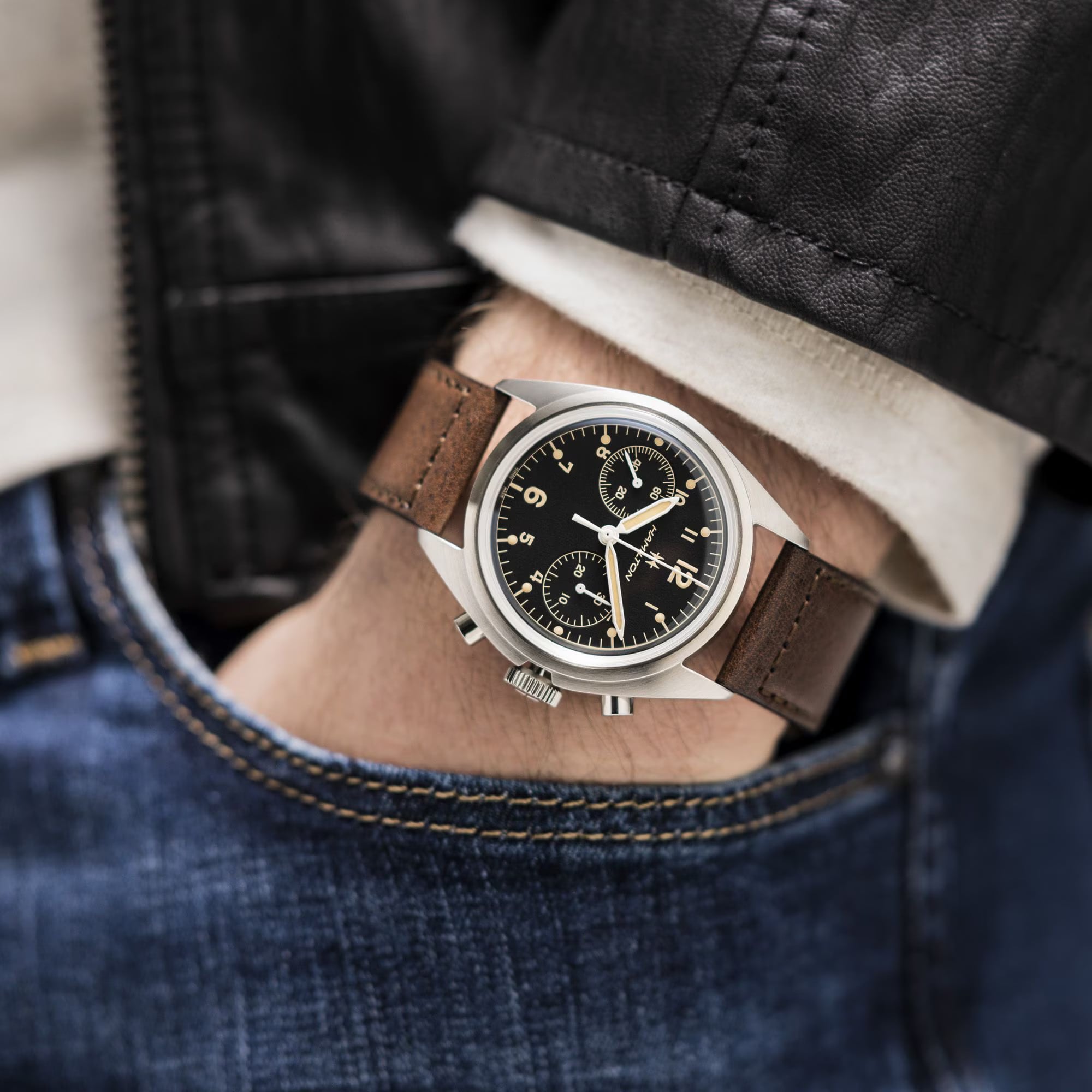 Hamilton H76409530 Khaki Aviation Pilot Pioneer Mechanical Chrono 40mm