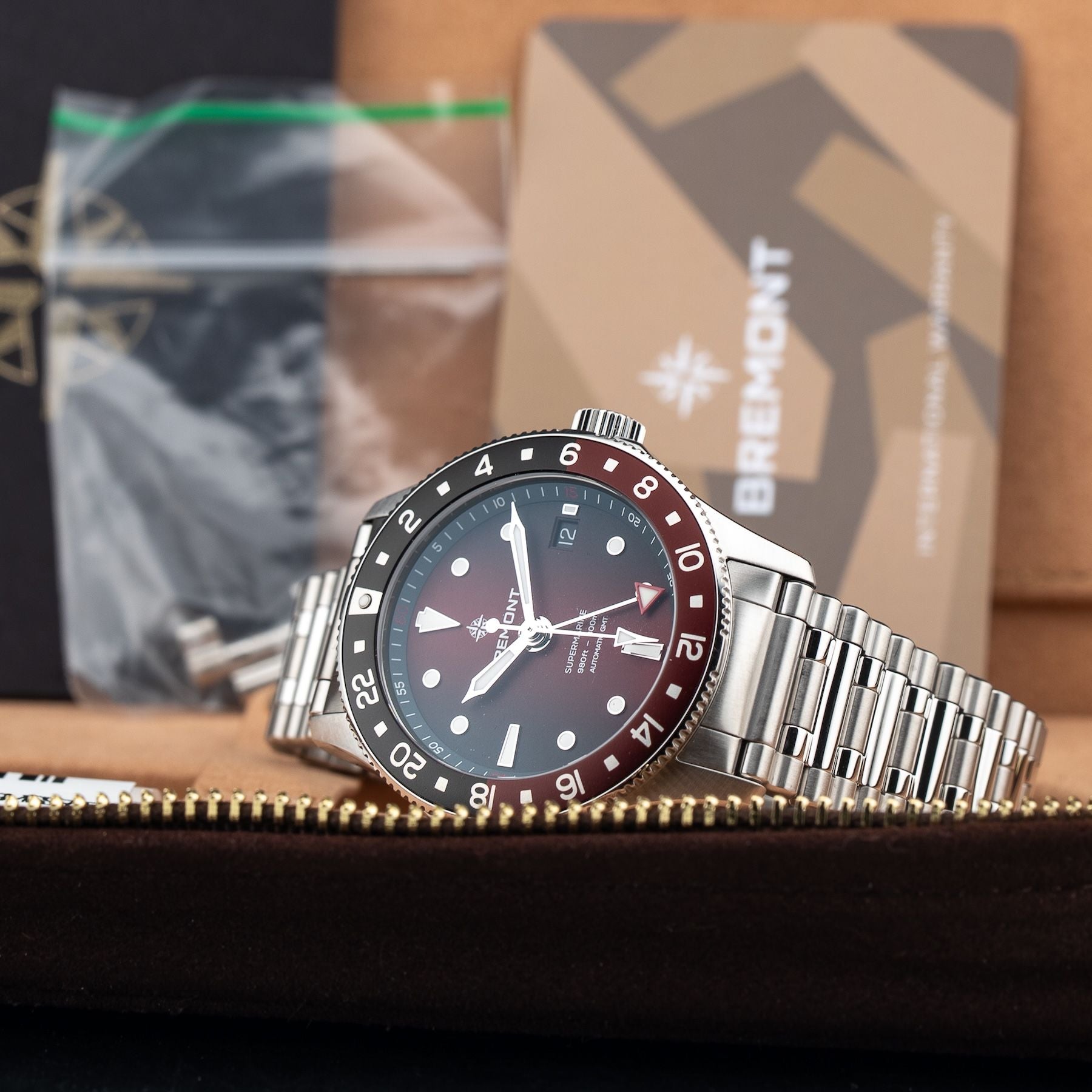 Bremont SM40-GMT-SS-RDBK-B Supermarine 300M GMT 'Ember' Red