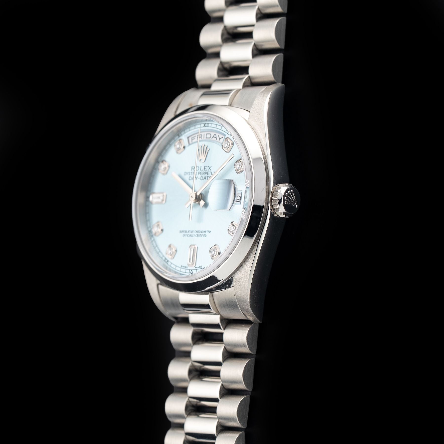 Rolex 18206 Rhodium Serti
