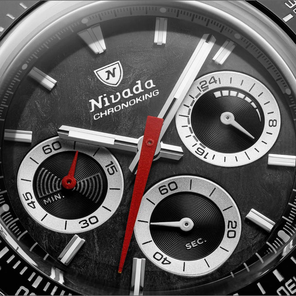 Nivada Grenchen 87050Q04 Chronoking Mecaquartz Racing Black On Beads Of Rice Bracelet