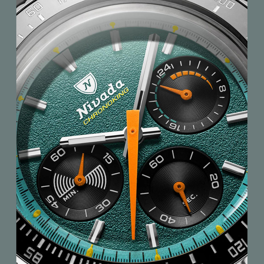Nivada Grenchen 87051Q01 Chronoking Mecaquartz Racing Green on Rubber Tropic Strap