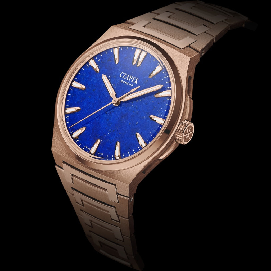 Czapek Antarctique Mount Erebus Rose Gold Lapis Lazuli on Bracelet