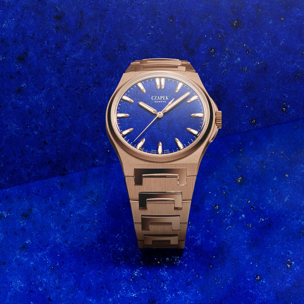 Czapek Antarctique Mount Erebus Rose Gold Lapis Lazuli on Bracelet