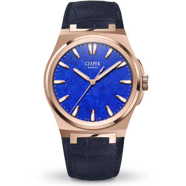 Czapek Antarctique Mount Erebus Rose Gold Lapis Lazuli on Alligator Leather Strap