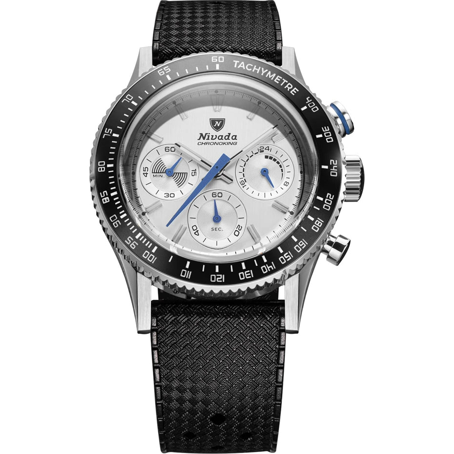 Nivada Grenchen 87046Q01 Chronoking Mecaquartz Racing Grey On Rubber Tropic Strap