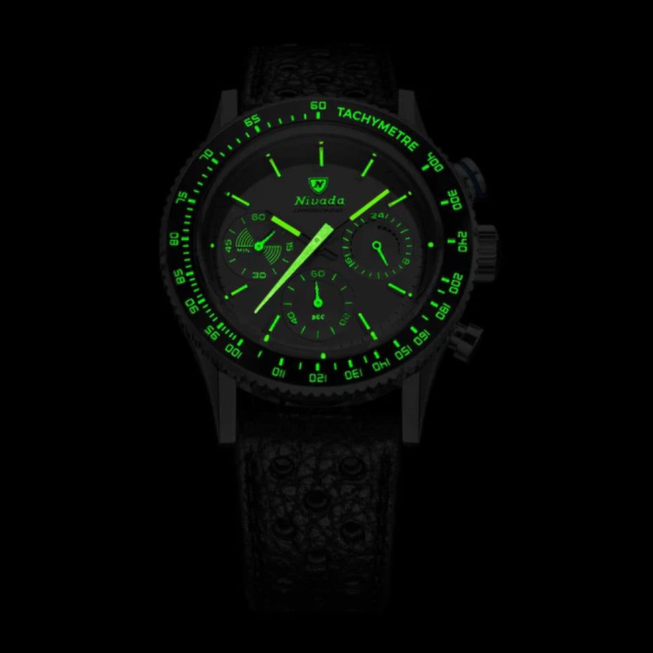 Nivada Grenchen 87051Q20 Chronoking Mecaquartz Racing Green On Bracelet Flat Link