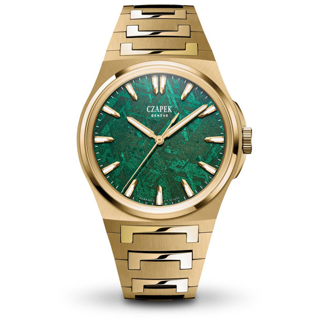 Czapek Antarctique Mount Erebus Yellow Gold Green Meteor on Bracelet