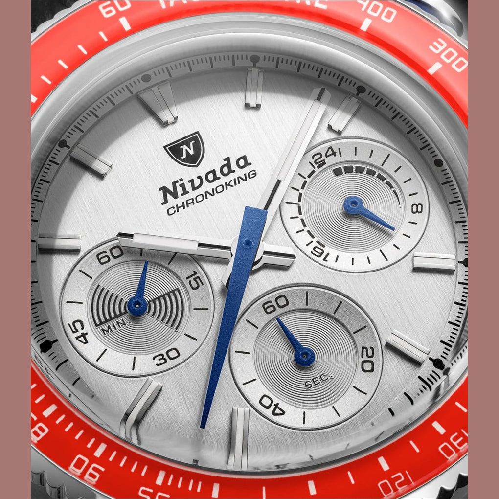 Nivada Grenchen 87046Q04 Chronoking Mecaquartz Racing Grey On Beads Of Rice Bracelet