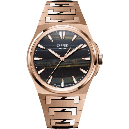 Czapek Antarctique Mount Erebus Rose Gold Falcon Eye on Bracelet