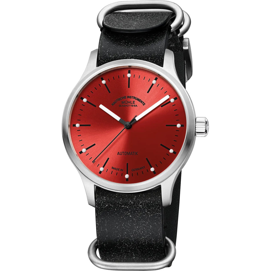 Mühle Glashütte M1-40-78-NB-L Panova Red On Black Leather Nato Strap