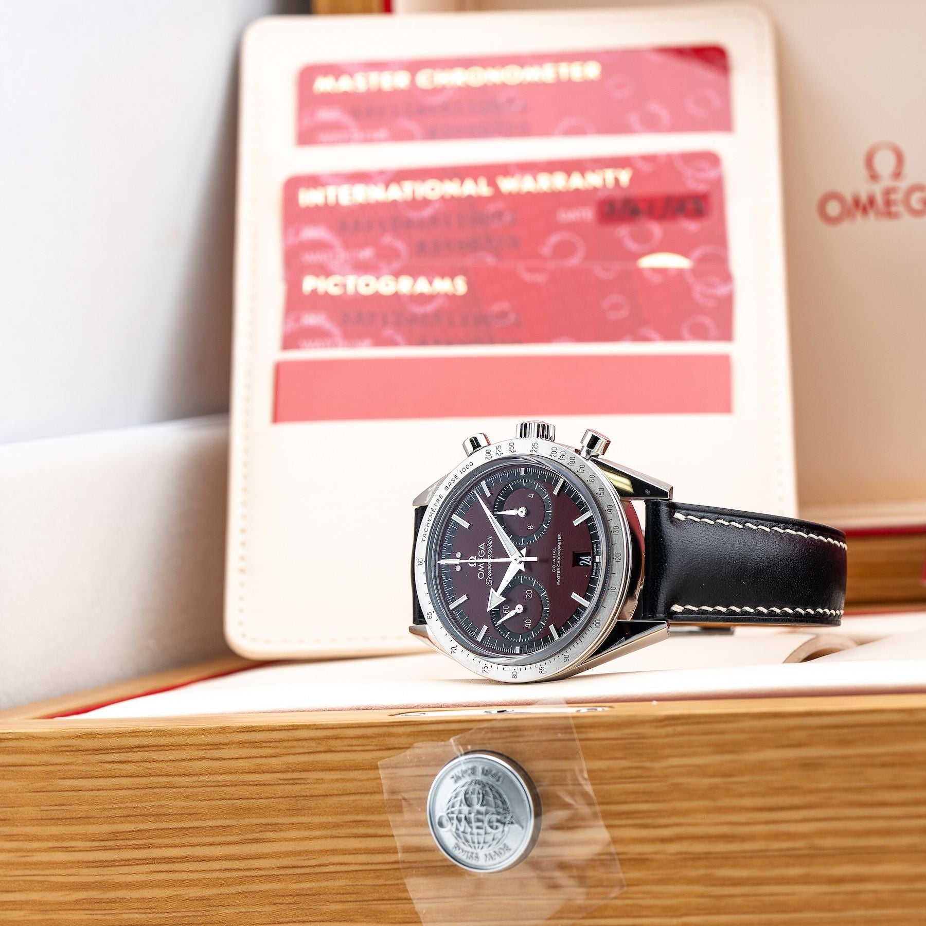 Omega 332.12.41.51.11.001 Speedmaster 57 Coaxial Chronometer Chronograph Red Dial 40.5mm On Strap