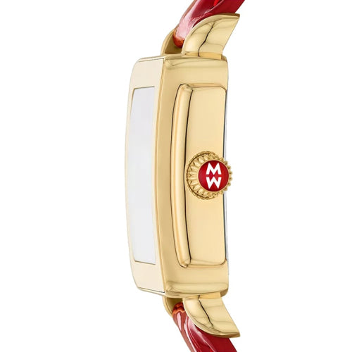 Michele MWW06H000005 Deco Sport Mid Gold-Plated Ruby Red Leather
