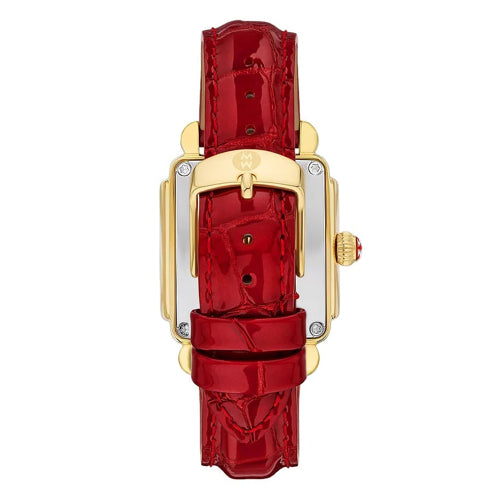 Michele MWW06H000005 Deco Sport Mid Gold-Plated Ruby Red Leather