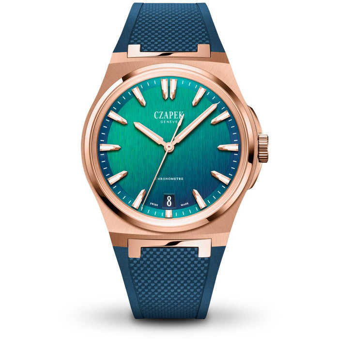 Czapek Antarctique Mount Erebus Rose Gold Chameleon on Rubber Strap