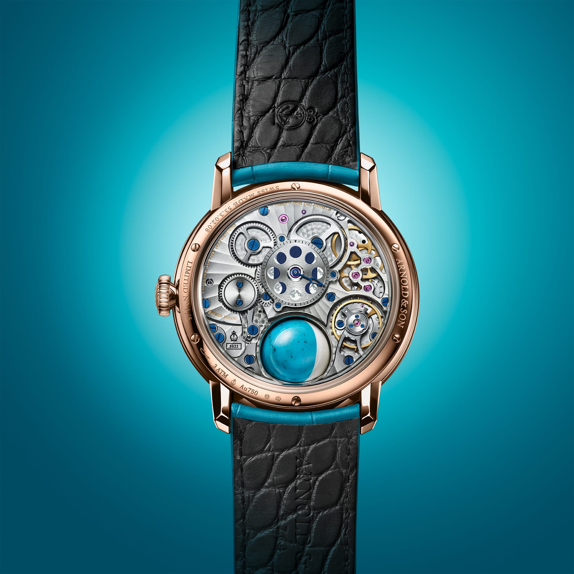 Arnold & Son Luna Magna Red Gold 5N Turquoise