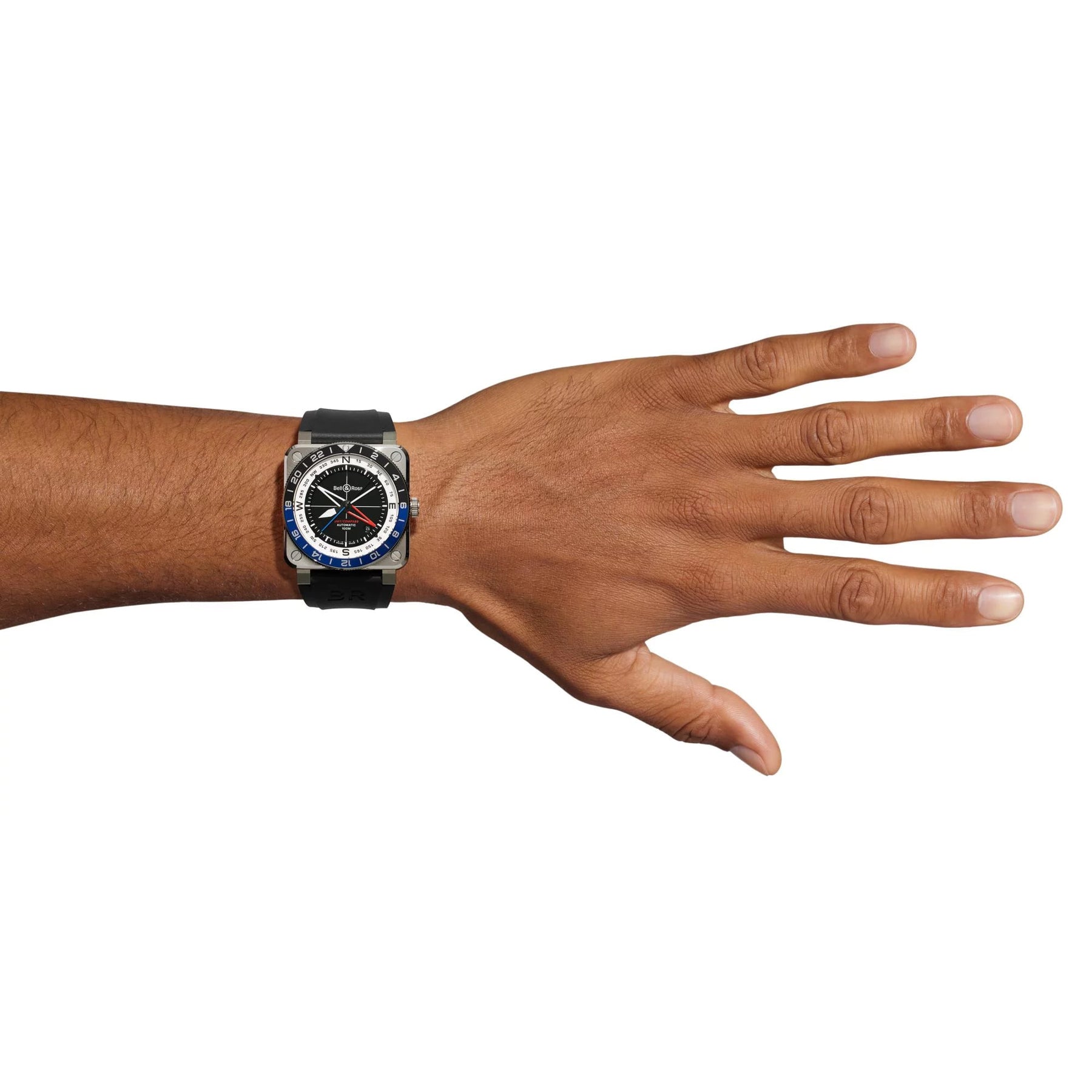 Bell & Ross BR0393-COM-ST/SRB BR-03 GMT Compass on Rubber Strap