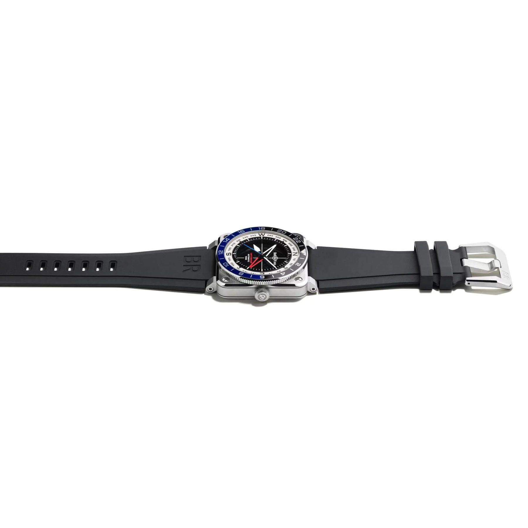 Bell & Ross BR0393-COM-ST/SRB BR-03 GMT Compass on Rubber Strap