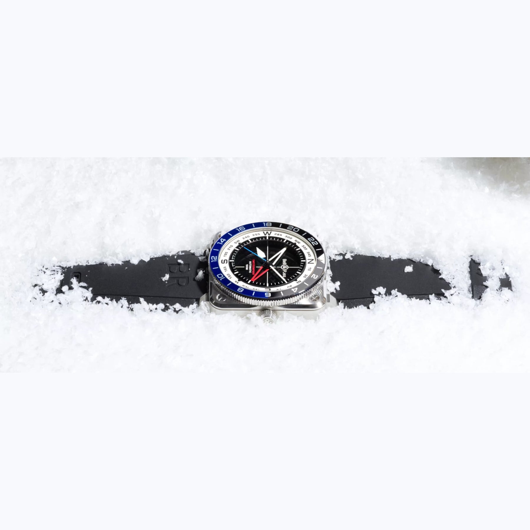 Bell & Ross BR0393-COM-ST/SRB BR-03 GMT Compass on Rubber Strap