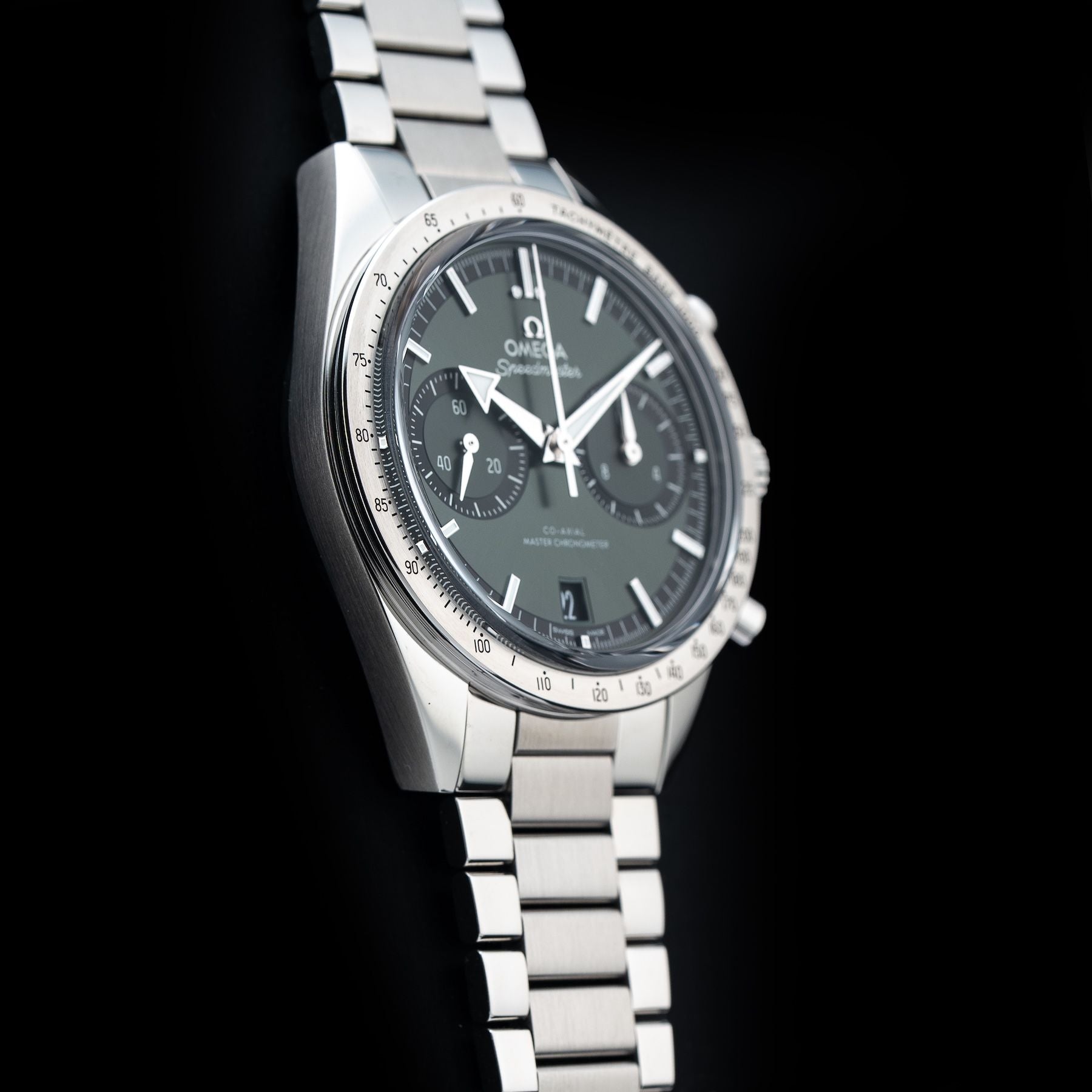 Omega 332.10.41.51.10.001 Speedmaster 57 Coaxial Chronometer Chronograph Green Dial 40.5Mm on Bracelet