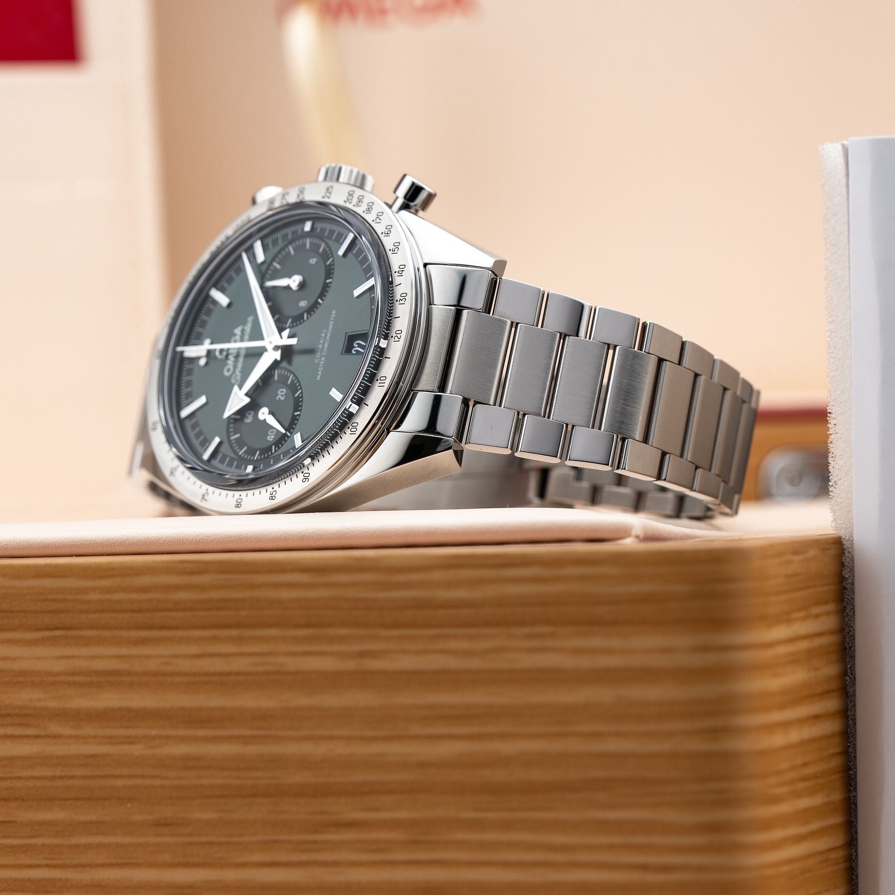 Omega 332.10.41.51.10.001 Speedmaster 57 Coaxial Chronometer Chronograph Green Dial 40.5Mm on Bracelet