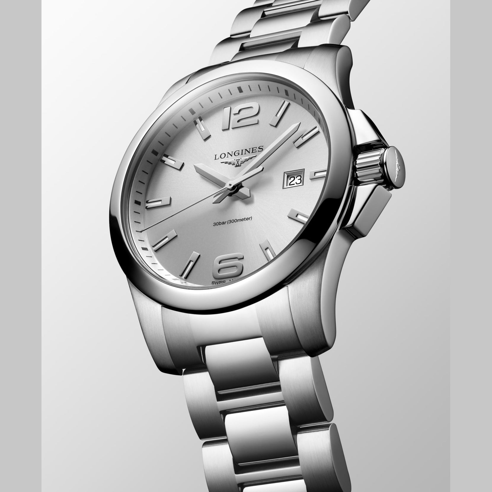Longines L3.760.4.76.6 Conquest Silver Dial on Bracelet