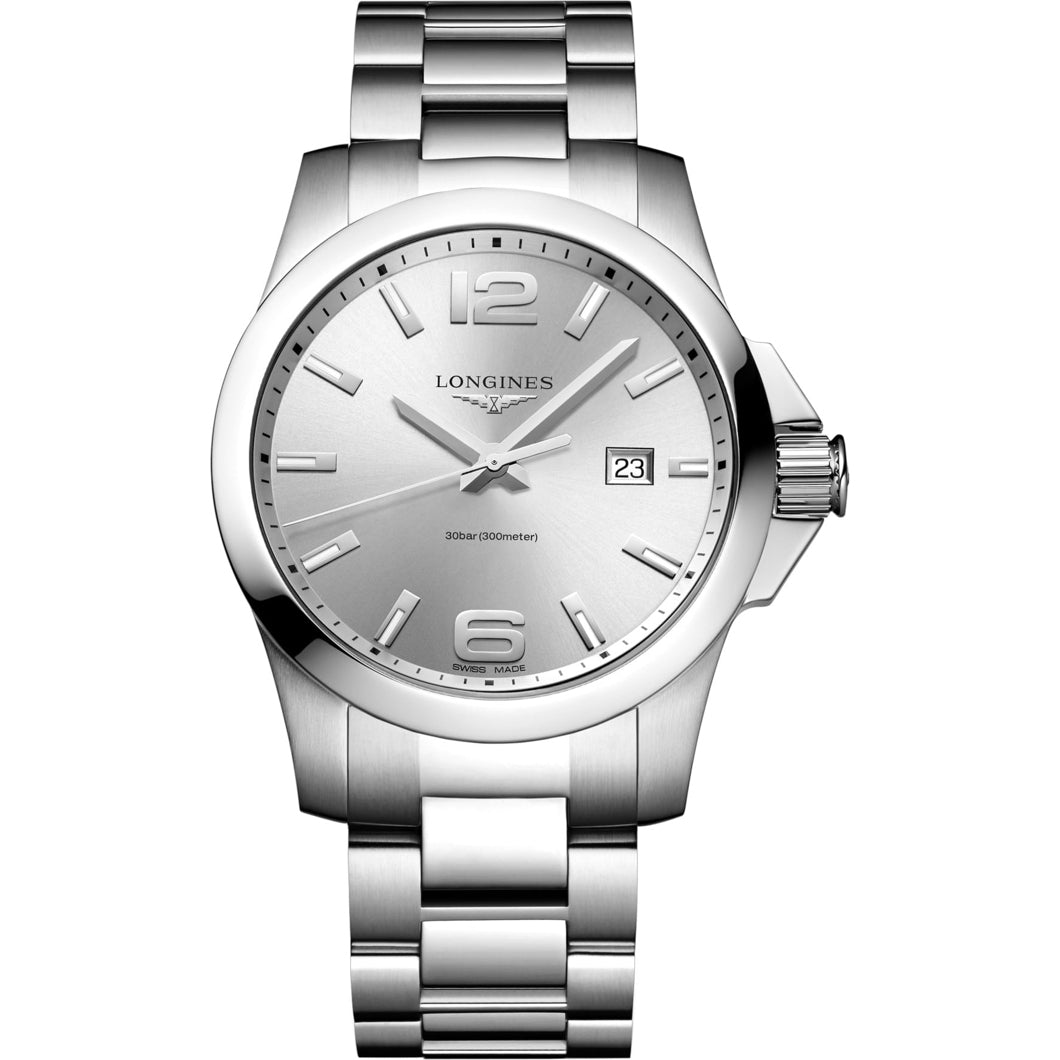 Longines L3.760.4.76.6 Conquest Silver Dial on Bracelet