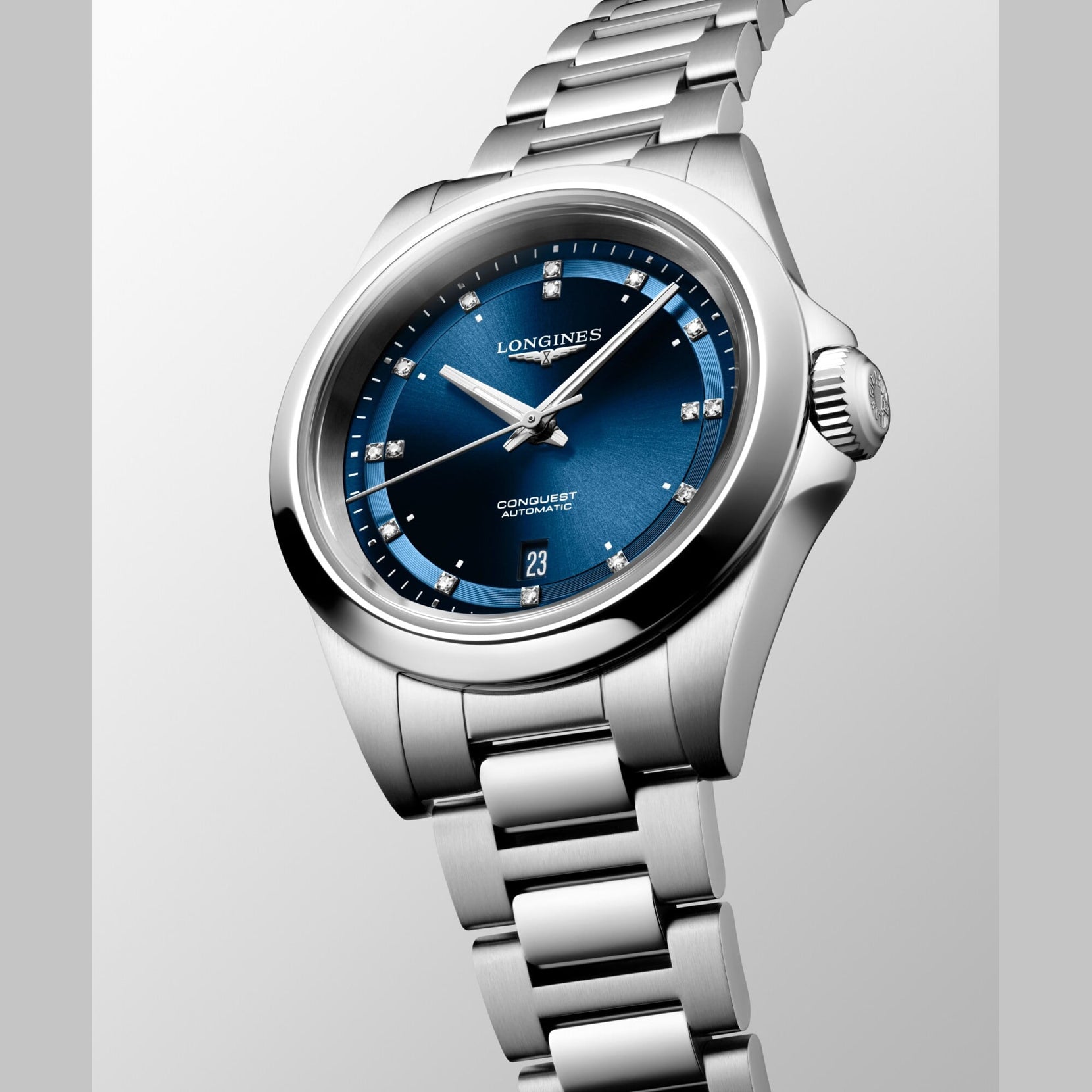 Longines L3.320.4.97.6 Conquest Blue Dial on Bracelet