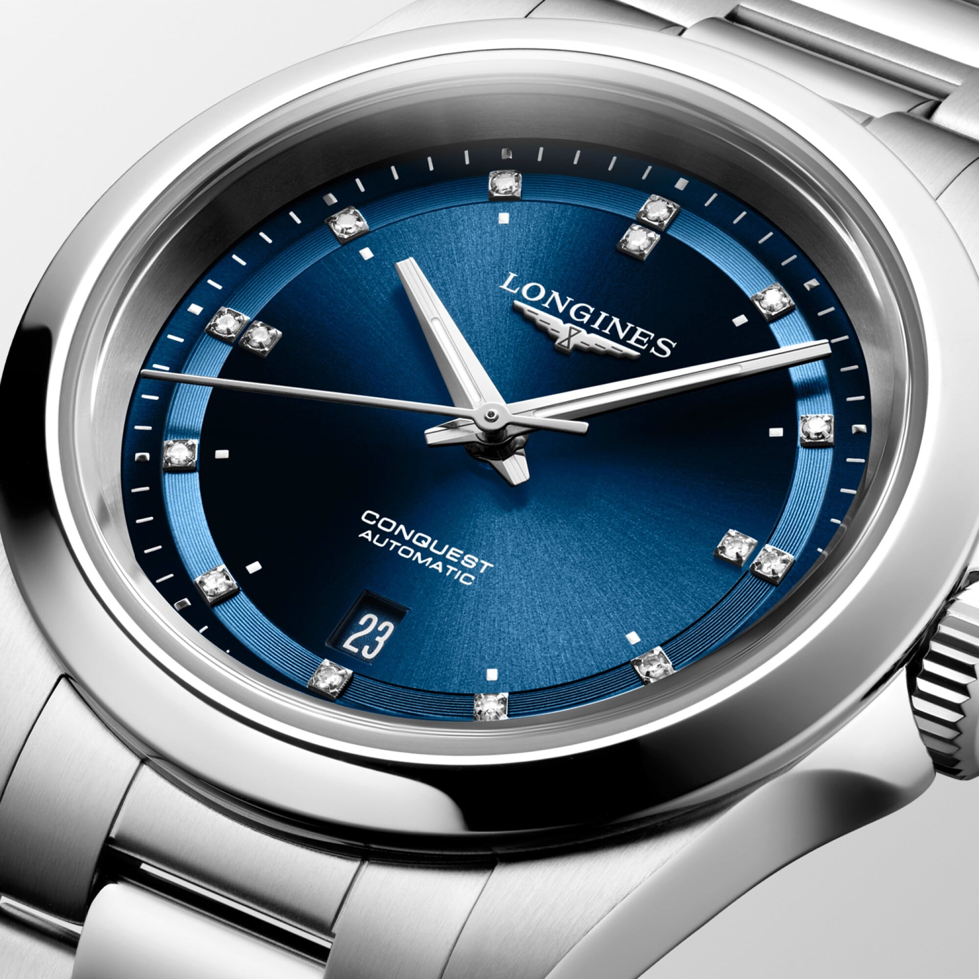 Longines L3.320.4.97.6 Conquest Blue Dial on Bracelet