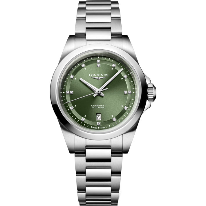 Longines L3.320.4.07.6 Conquest Green Dial on Bracelet