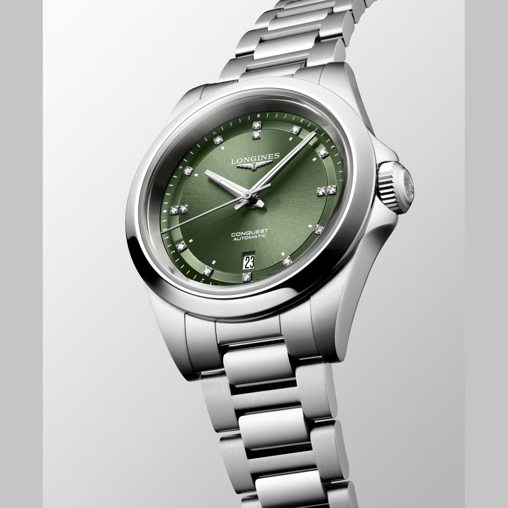 Longines L3.320.4.07.6 Conquest Green Dial on Bracelet