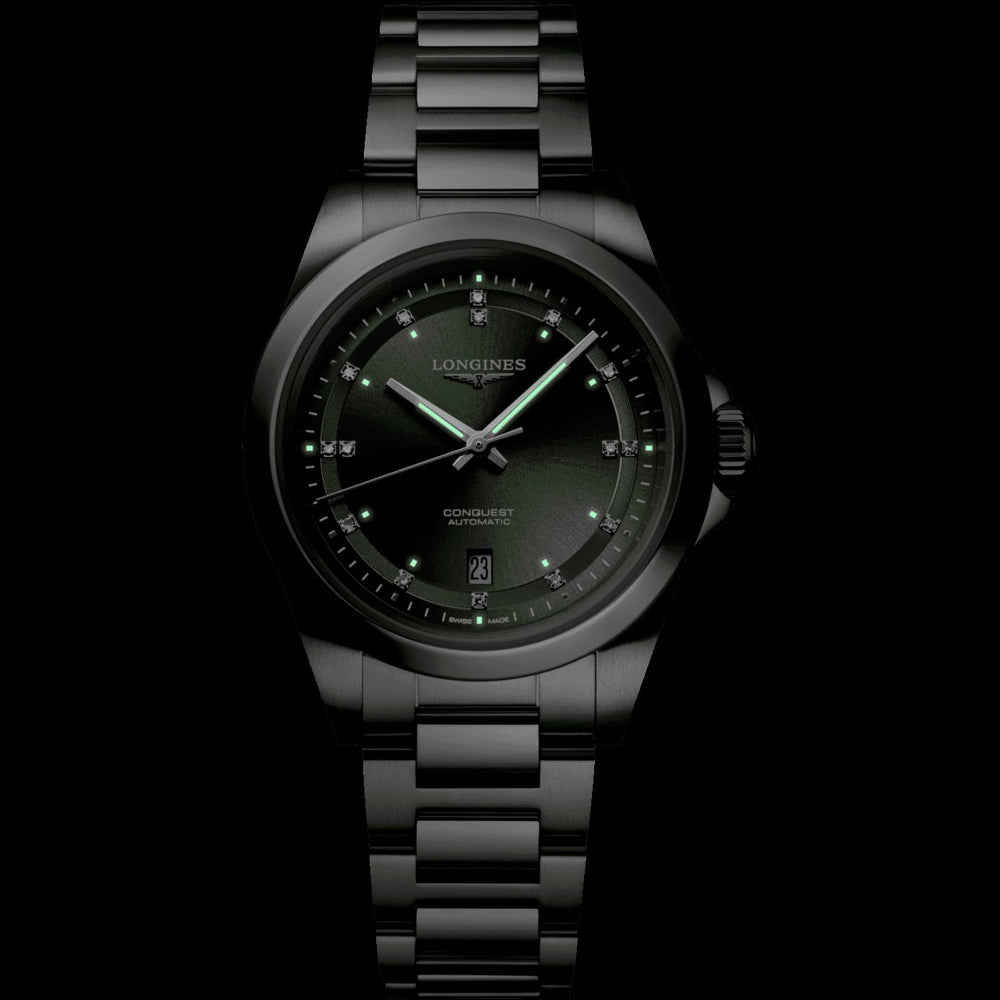 Longines L3.320.4.07.6 Conquest Green Dial on Bracelet