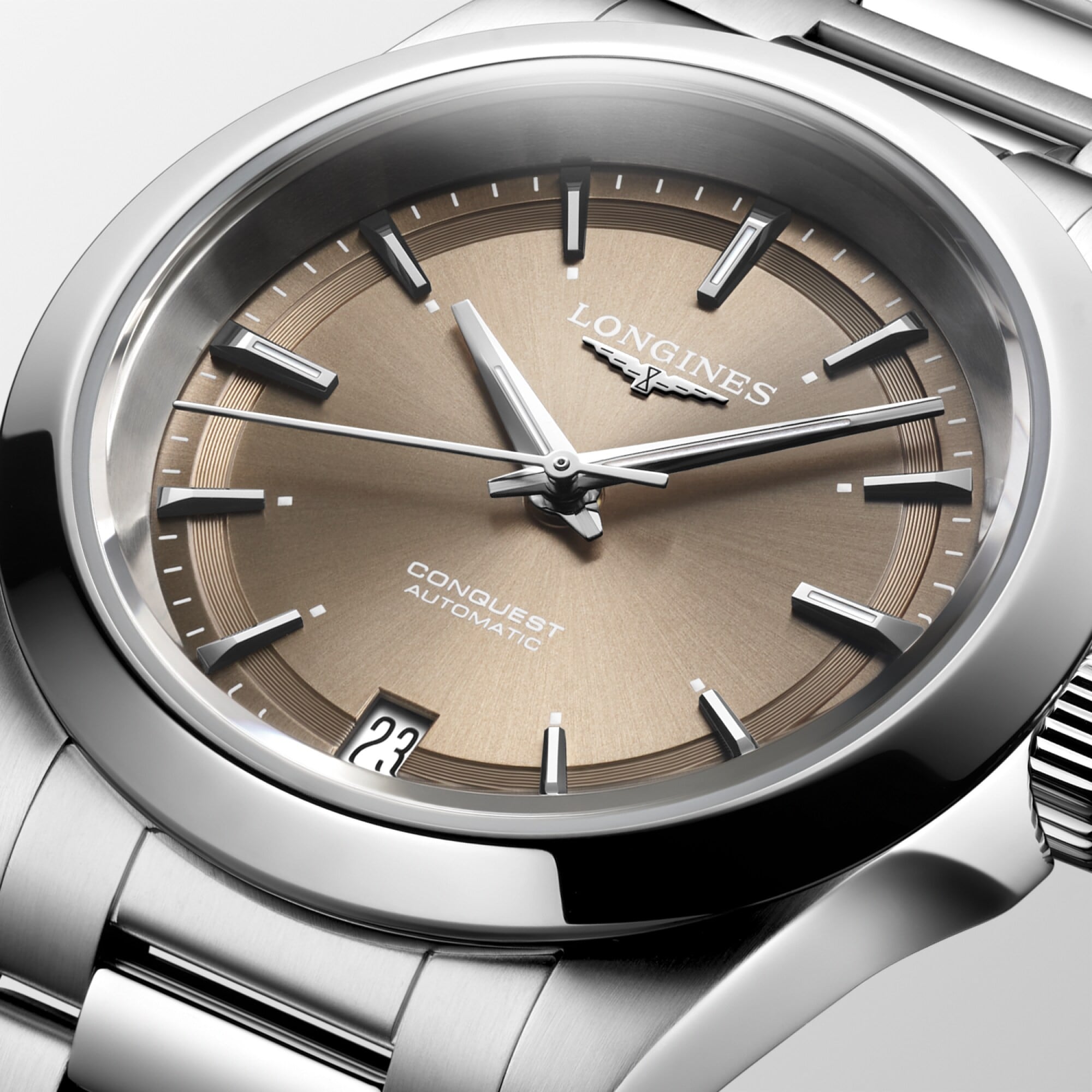 Longines L3.430.4.62.6 Conquest Sunray Brown Dial on Bracelet